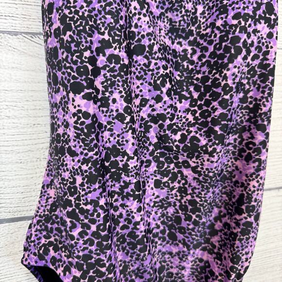 Speedo Women's Purple & Black Racerback Cutout Back One Piece Swimsuit Size 12 - Picture 3 of 8